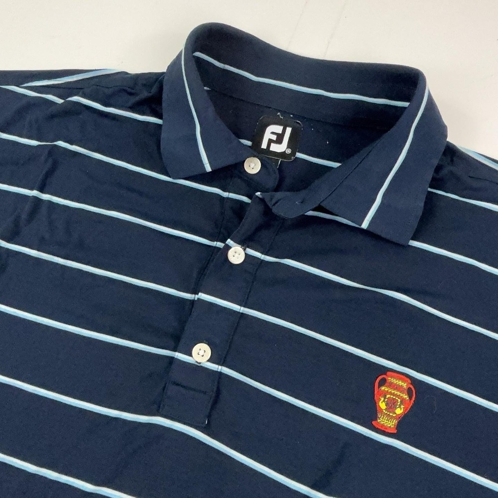 FootJoy Golf Polo Shirt Mens 2XL Blue Striped Short Sleeve Naples National